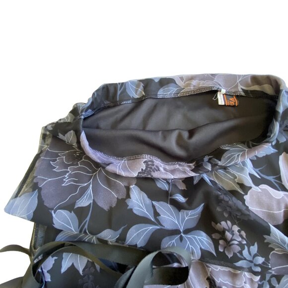 Y2K 90s VENUS Black Blue Floral Sheer Chiffon Maxi Skirt Fairy Grunge L - Picture 8 of 14